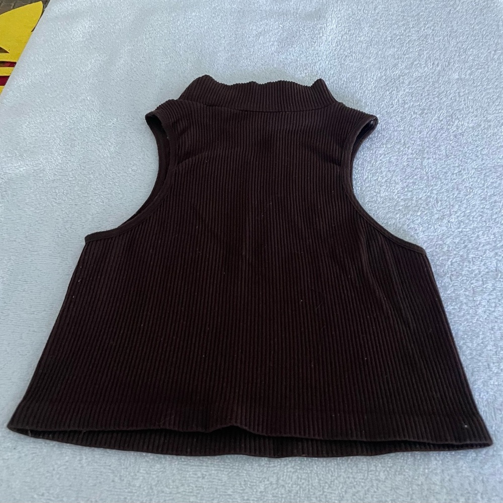 NOBO Dark Brown Sleeveless Crop Top